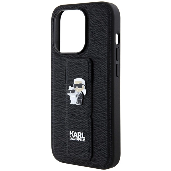 Karl Lagerfeld Gripstand Saffiano Karl&Choupette Pins case for iPhone 13 Pro / 13 - blackeng
