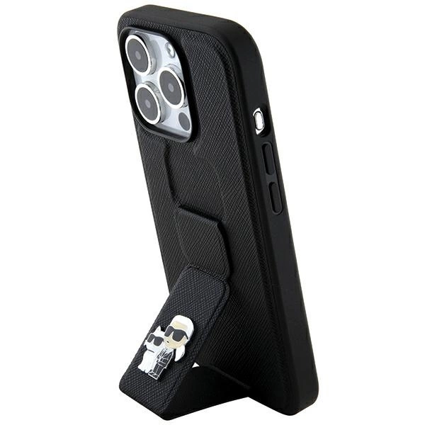 Karl Lagerfeld Gripstand Saffiano Karl&Choupette Pins case for iPhone 13 Pro / 13 - blackeng