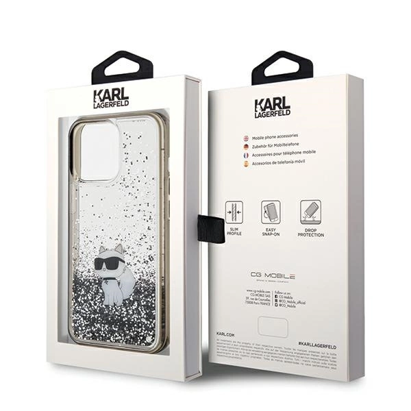 Karl Lagerfeld Liquid Glitter Choupette case for iPhone 13 Pro Max - transparenteng