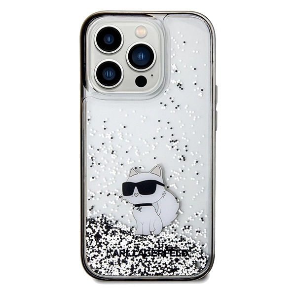 Karl Lagerfeld Liquid Glitter Choupette case for iPhone 14 Pro - transparenteng