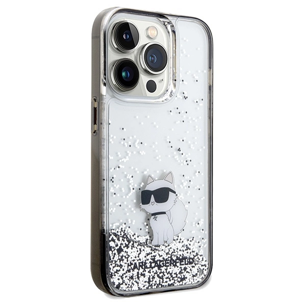 Karl Lagerfeld Liquid Glitter Choupette case for iPhone 14 Pro - transparenteng