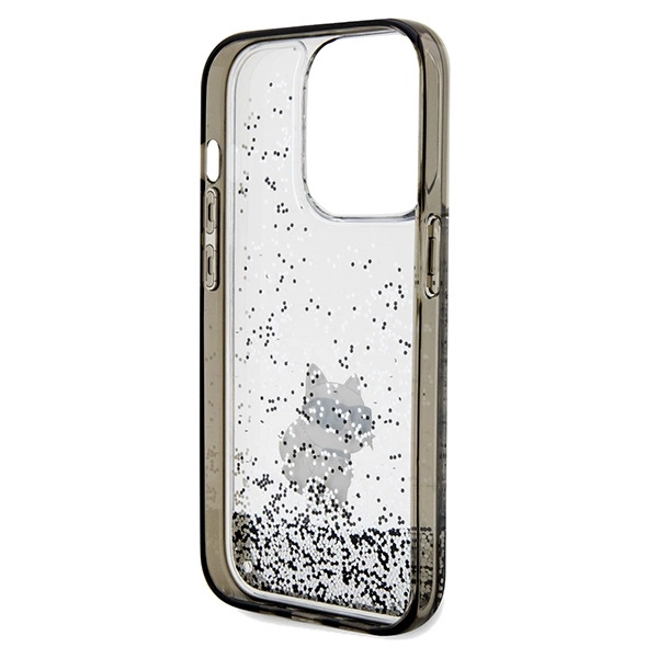 Karl Lagerfeld Liquid Glitter Choupette case for iPhone 14 Pro - transparenteng
