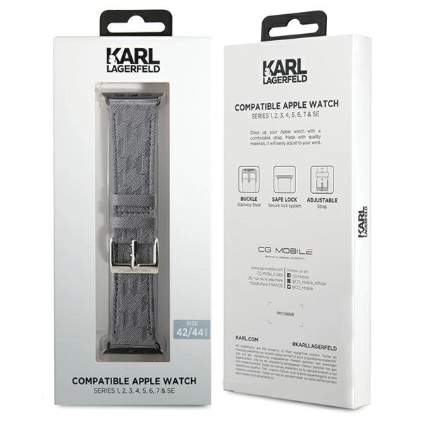 Karl Lagerfeld Saffiano Monogram strap for Apple Watch 42/44/45/49mm - silvereng