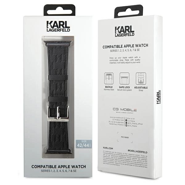 Karl Lagerfeld Saffiano Monogram strap for Apple Watch 42/44/45/49mm - blackeng