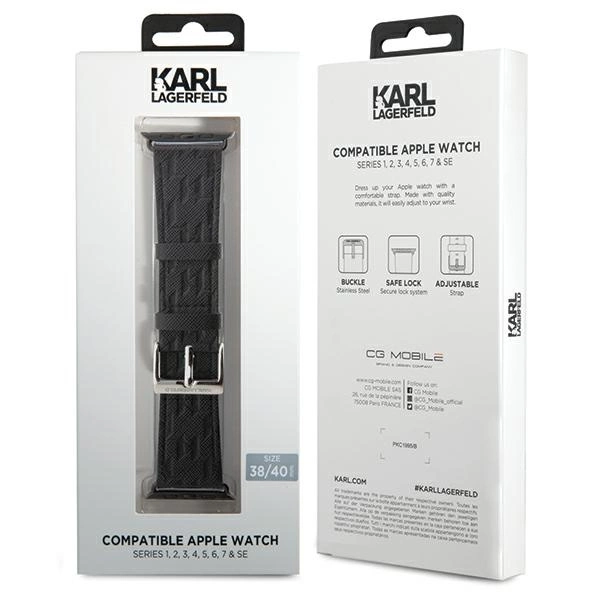 Karl Lagerfeld Saffiano Monogram strap for Apple Watch 38/40/41mm - blackeng