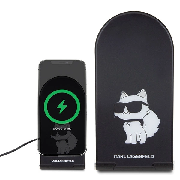 Karl Lagerfeld Choupette MagSafe induction charger 15W, foldable 2in1 - blackeng