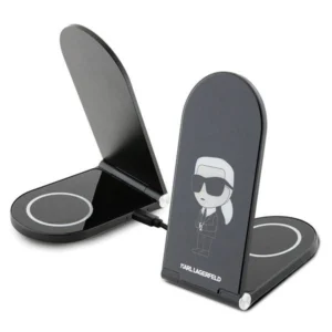 Karl Lagerfeld Ikonik MagSafe 15W inductive charger, foldable 2in1 - blackeng