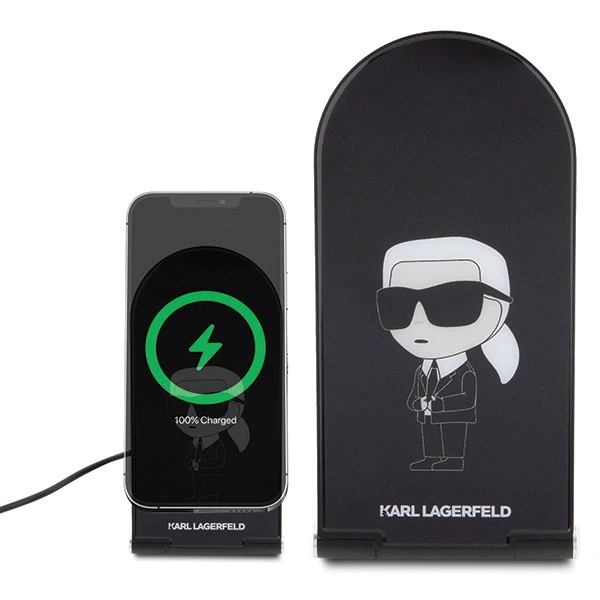 Karl Lagerfeld Ikonik MagSafe 15W inductive charger, foldable 2in1 - blackeng
