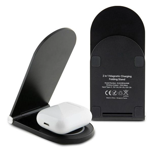 Karl Lagerfeld Ikonik MagSafe 15W inductive charger, foldable 2in1 - blackeng