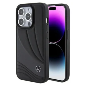 Mercedes Leather Wave Pattern case for iPhone 15 Pro - blackeng