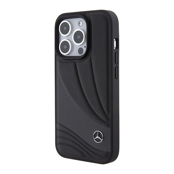 Mercedes Leather Wave Pattern case for iPhone 15 Pro - blackeng