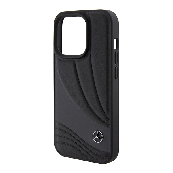 Mercedes Leather Wave Pattern case for iPhone 15 Pro Max - blackeng