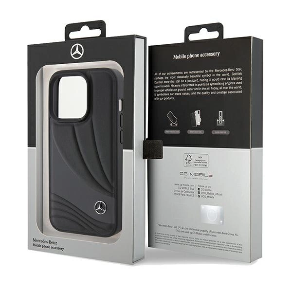 Mercedes Leather Wave Pattern case for iPhone 15 Pro Max - blackeng