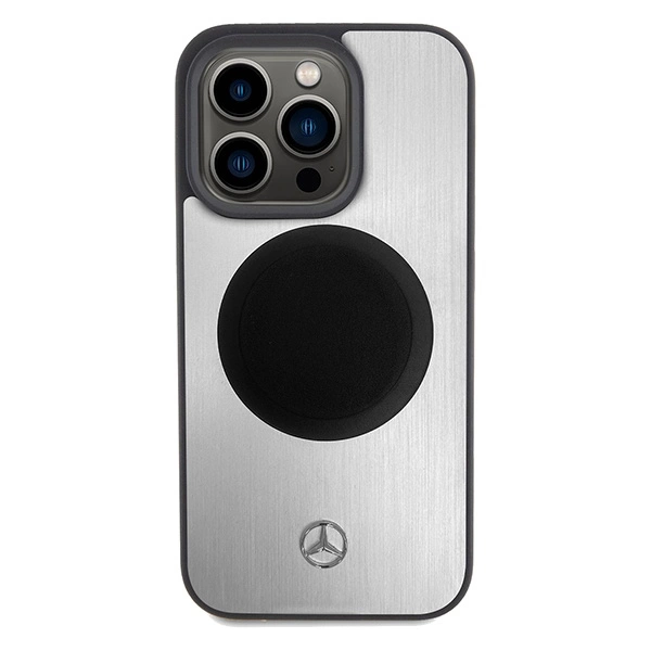 Mercedes Leather&Alu MagSafe case for iPhone 15 Pro - silvereng