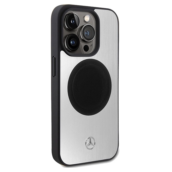 Mercedes Leather&Alu MagSafe case for iPhone 15 Pro - silvereng