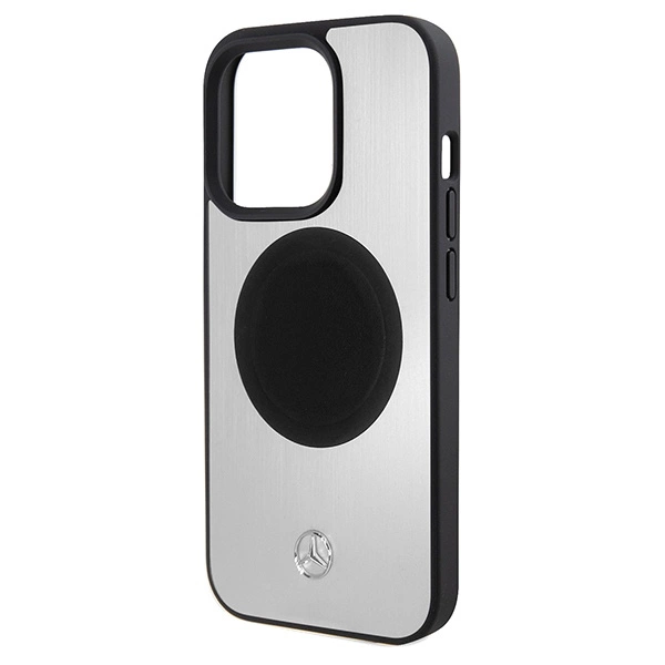 Mercedes Leather&Alu MagSafe case for iPhone 15 Pro - silvereng