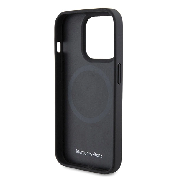 Mercedes Leather&Alu MagSafe case for iPhone 15 Pro - silvereng