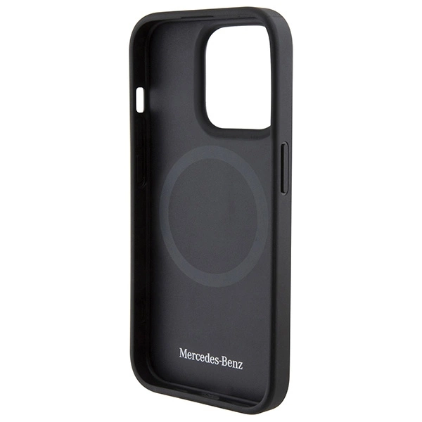 Mercedes Stripes Pattern Leather MagSafe case for iPhone 15 Pro Max - blackeng