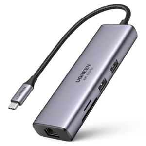 [RETURNED ITEM] Ugreen 7in1 multi-functional HUB USB Type C - 2x USB 3.2 Gen 1 / HDMI 4K 60Hz / SD and TF card reader / USB Type C PD 100W / RJ45 1000Mbps (1Gbps) gray (60515 CM512)eng