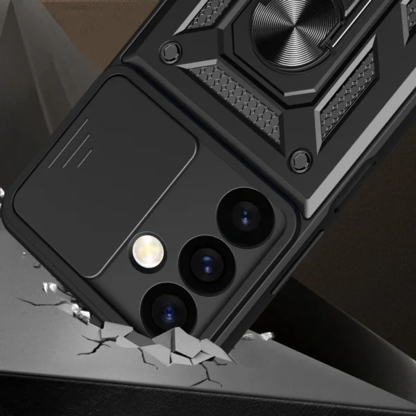 Hybrid Armor Camshield armored case for Samsung Galaxy S24 with camera cover - blackeng
