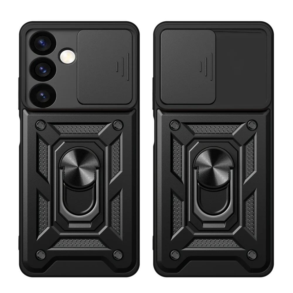 Hybrid Armor Camshield armored case for Samsung Galaxy S24 with camera cover - blackeng