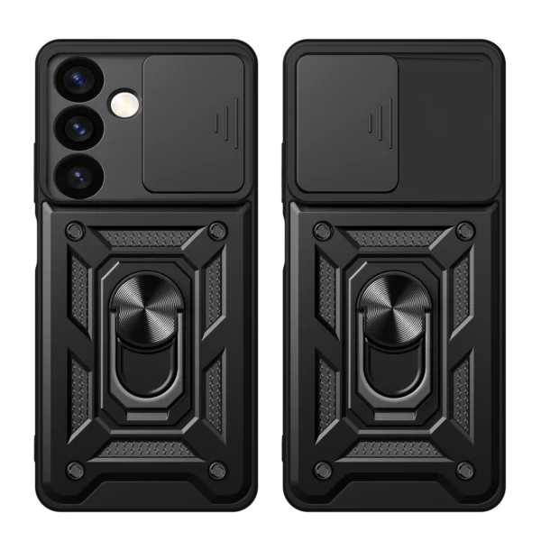 Hybrid Armor Camshield armored case for Samsung Galaxy S24 with camera cover - blackeng