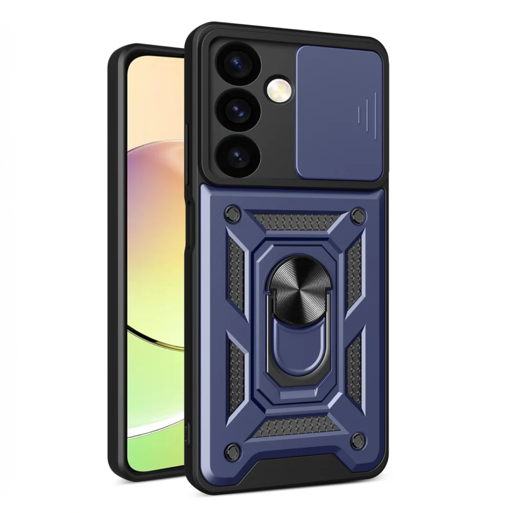 Hybrid Armor Camshield armored case for Samsung Galaxy S24 with camera cover - blueeng