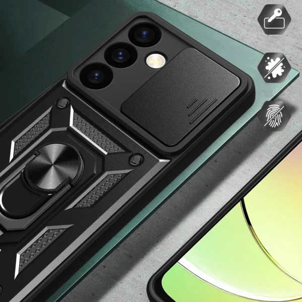 Hybrid Armor Camshield armored case for Samsung Galaxy S24+ with camera cover - blackeng