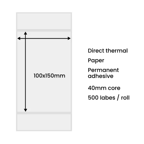 Thermal labels 100x150mm (500 pieces) - whiteeng