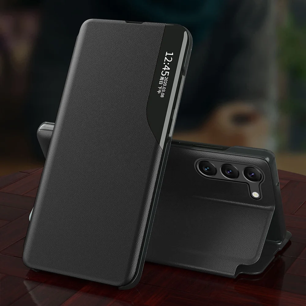 Eco Leather View Case for Samsung S24+ with flap - blackeng