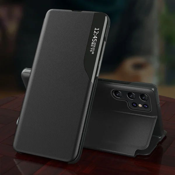 Eco Leather View Case for Samsung S24 Ultra with flap - blackeng