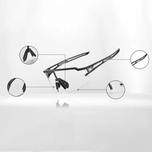 Rockbros 10173 photochromic UV400 cycling glasses - black and redeng