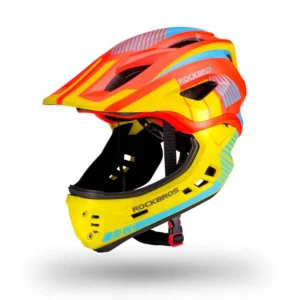Rockbros TT-32SOYB-S children's bicycle helmet with detachable chinbar, size S - yellow-orangeeng