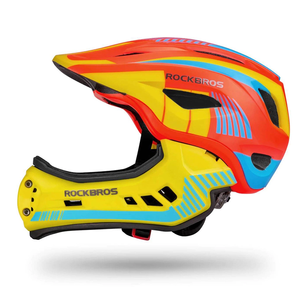 Rockbros TT-32SOYB-S children's bicycle helmet with detachable chinbar, size S - yellow-orangeeng