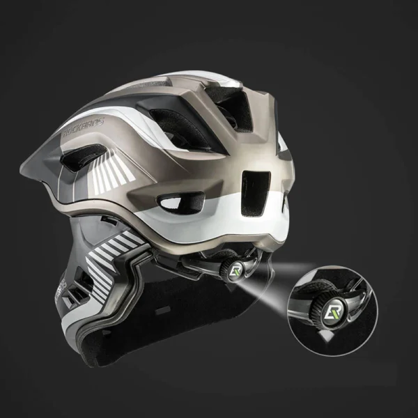 Rockbros TT-32SBTG-M children's bicycle helmet with removable chinbar, size M - grayeng