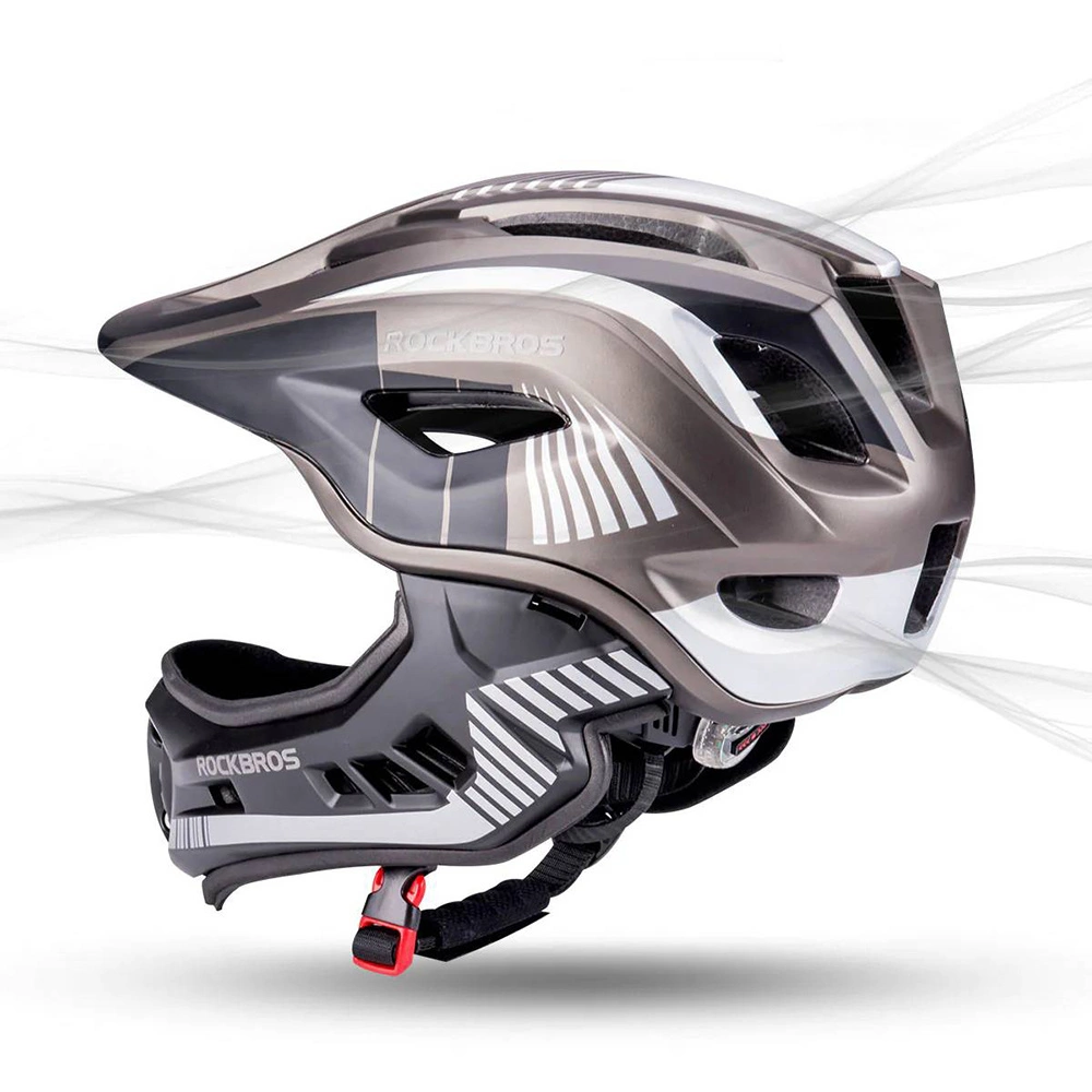 Rockbros TT-32SBTG-S children's bicycle helmet with removable chinbar, size S - grayeng