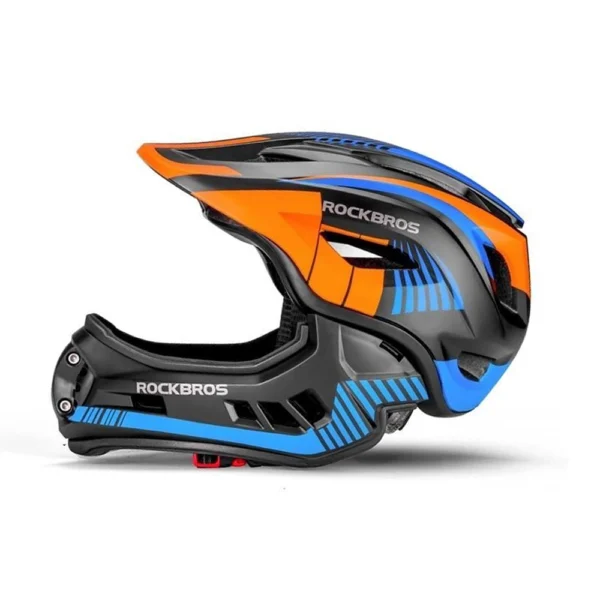 Rockbros TT-32SOBL-M children's bicycle helmet with removable chinbar, size M - black and orangeeng