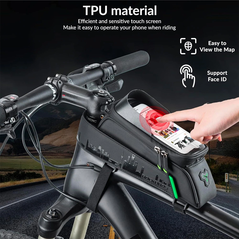 Rockbros 029-1BK bicycle bag for frame with phone cover - blackeng