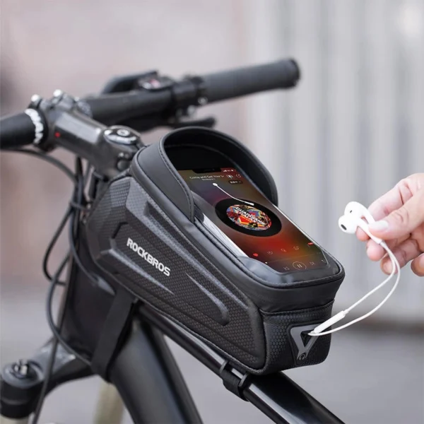 Rockbros B68 bicycle bag for armored frame with phone pocket and cover 1.7l - blackeng