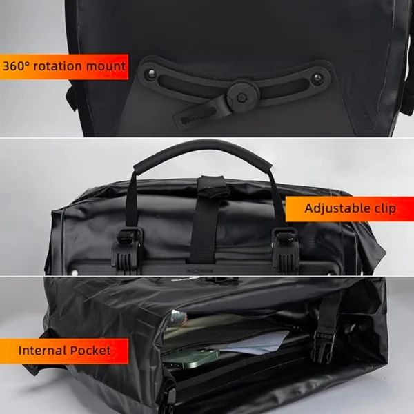 Rockbros 30140022001 waterproof bicycle bag for trunk - blackeng