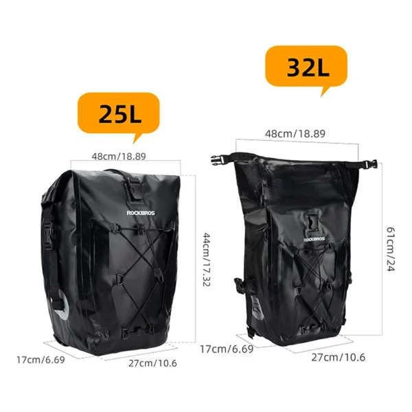 Rockbros 30140022001 waterproof bicycle bag for trunk - blackeng