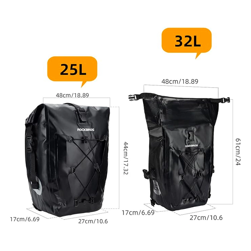 Rockbros 30140022001 waterproof bicycle bag for trunk - blackeng