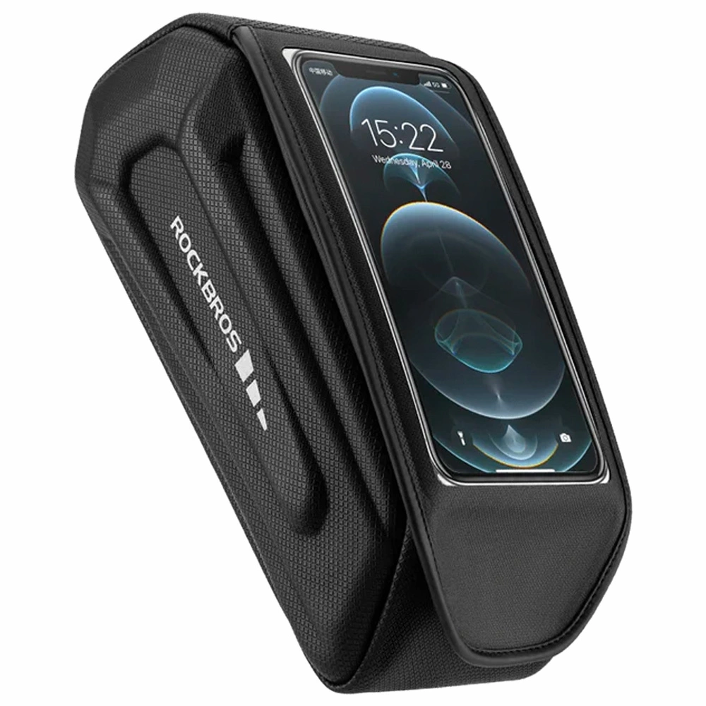 Rockbros 30120064001 waterproof frame bicycle bag with phone cover - blackeng