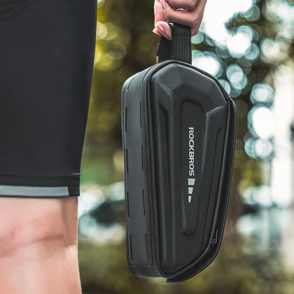 Rockbros 30120064001 waterproof frame bicycle bag with phone cover - blackeng
