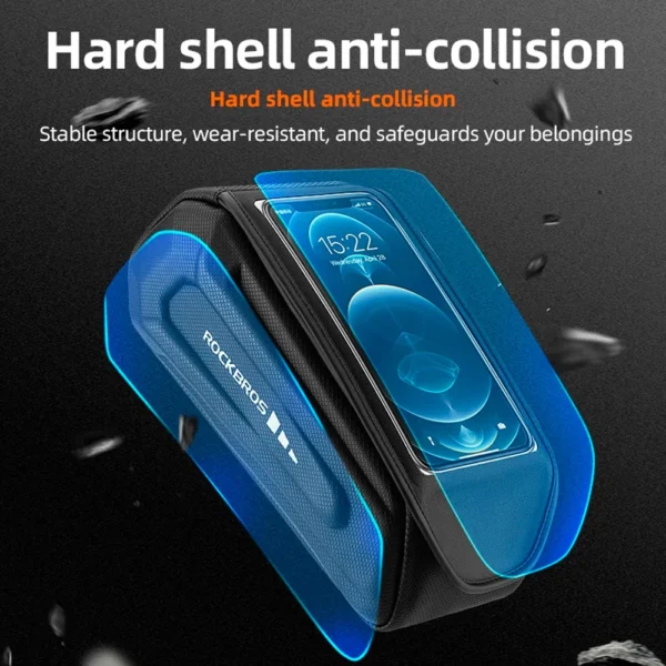 Rockbros 30120064001 waterproof frame bicycle bag with phone cover - blackeng