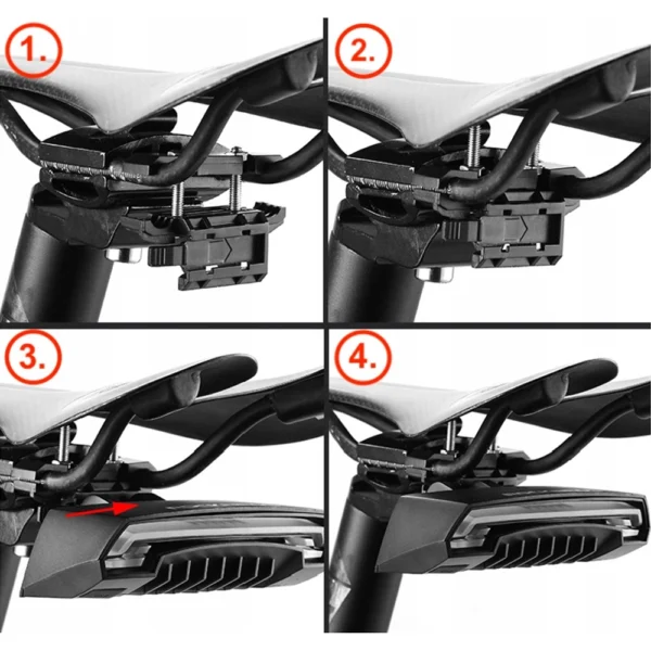 Rockbros LKWD-R1 Rear Bike Light with Laser and Remote Control + Micro USB - USB-A Cable - Blackeng