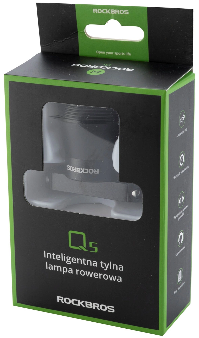 Rockbros Q5 Rear Bike Light with Intelligent Stop System - Blackeng