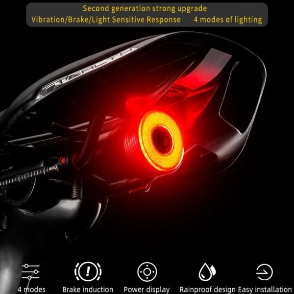 Rockbros Q5 Rear Bike Light with Intelligent Stop System - Blackeng