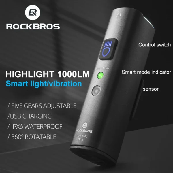 Rockbros V9M-1000 front bicycle light 1000lm - blackeng
