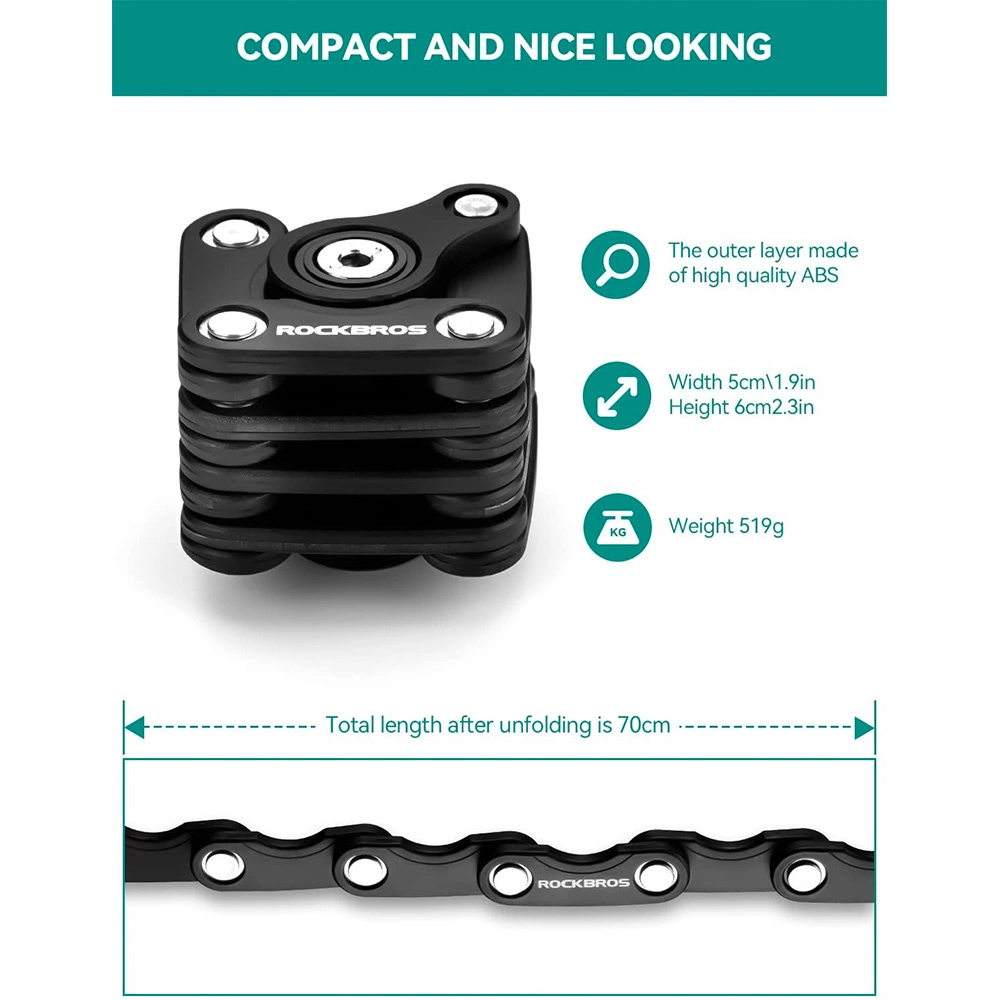 Rockbros WD795 foldable bicycle lock - blackeng